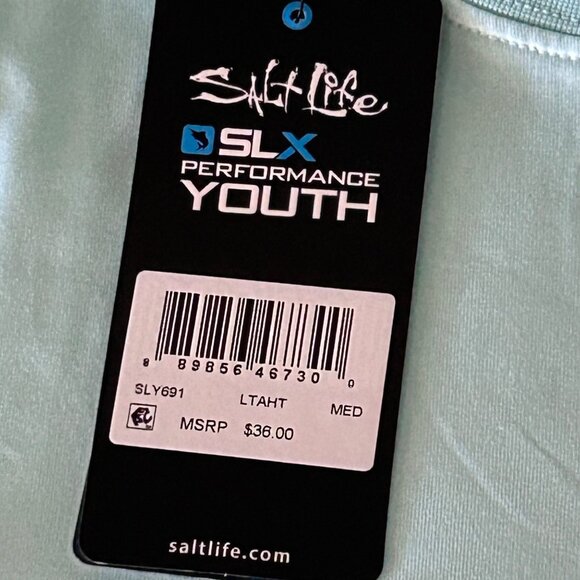 Salt Life Boys Youth Medium YM SLX Sun Protection Shirt Uvapor Fabric Live Salty - Picture 3 of 7